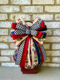 Nutcracker Christmas Bow, Christmas Lantern Bow, Nutcracker Holiday Bow, Christmas Garland Bow, Christmas Tree Bow, Nutracker Home Decor