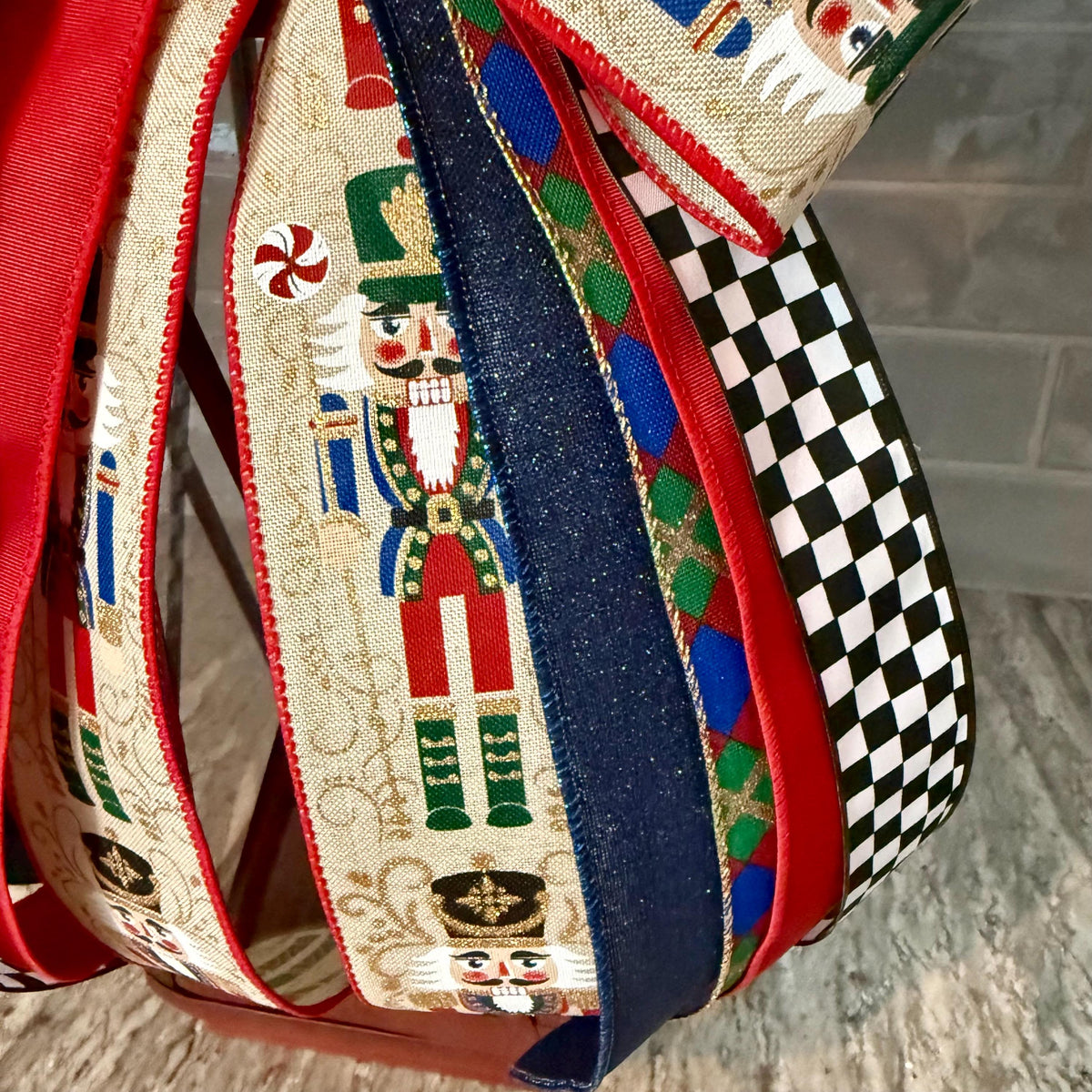 Nutcracker Christmas Bow, Christmas Lantern Bow, Nutcracker Holiday Bow, Christmas Garland Bow, Christmas Tree Bow, Nutracker Home Decor
