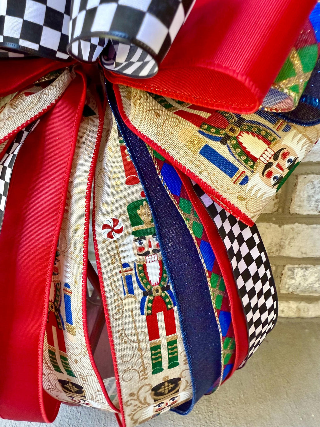 Nutcracker Christmas Bow, Christmas Lantern Bow, Nutcracker Holiday Bow, Christmas Garland Bow, Christmas Tree Bow, Nutracker Home Decor