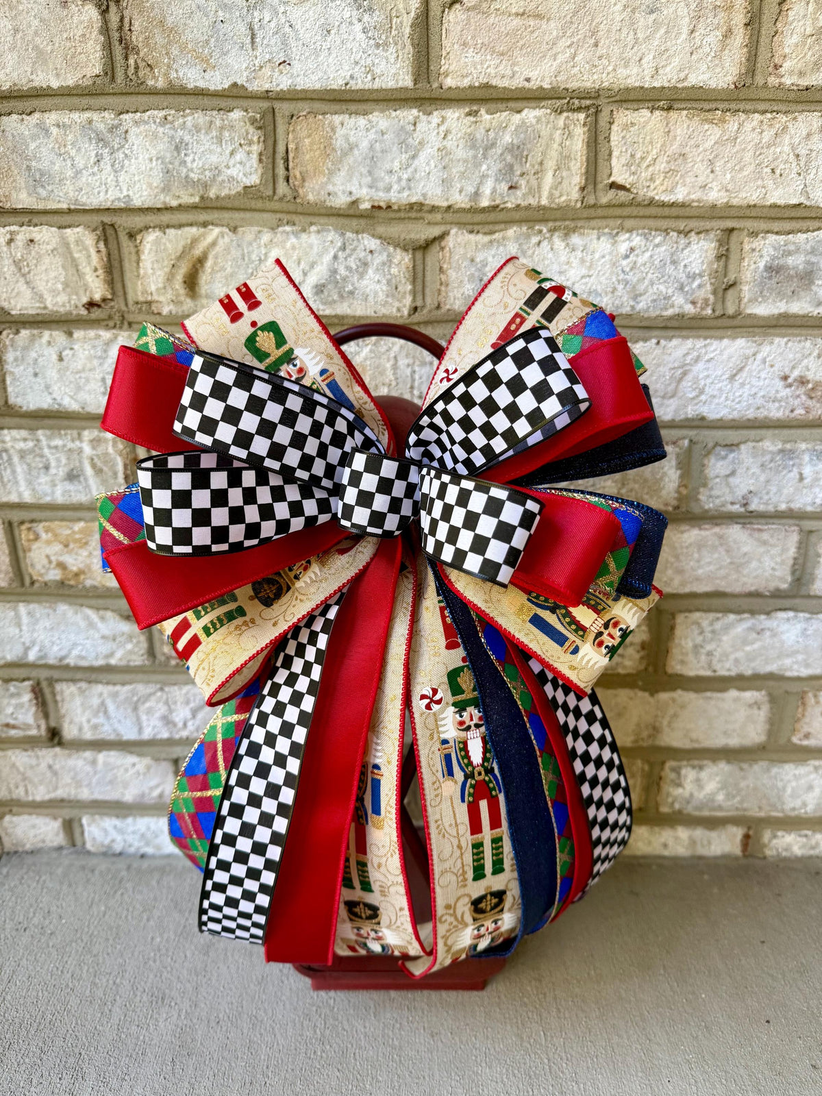 Nutcracker Christmas Bow, Christmas Lantern Bow, Nutcracker Holiday Bow, Christmas Garland Bow, Christmas Tree Bow, Nutracker Home Decor