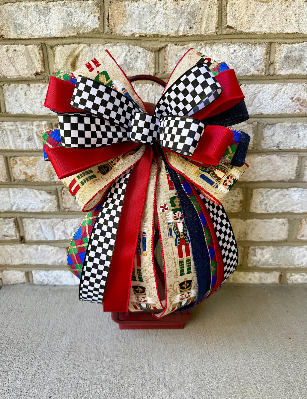 Nutcracker Christmas Bow, Christmas Lantern Bow, Nutcracker Holiday Bow, Christmas Garland Bow, Christmas Tree Bow, Nutracker Home Decor