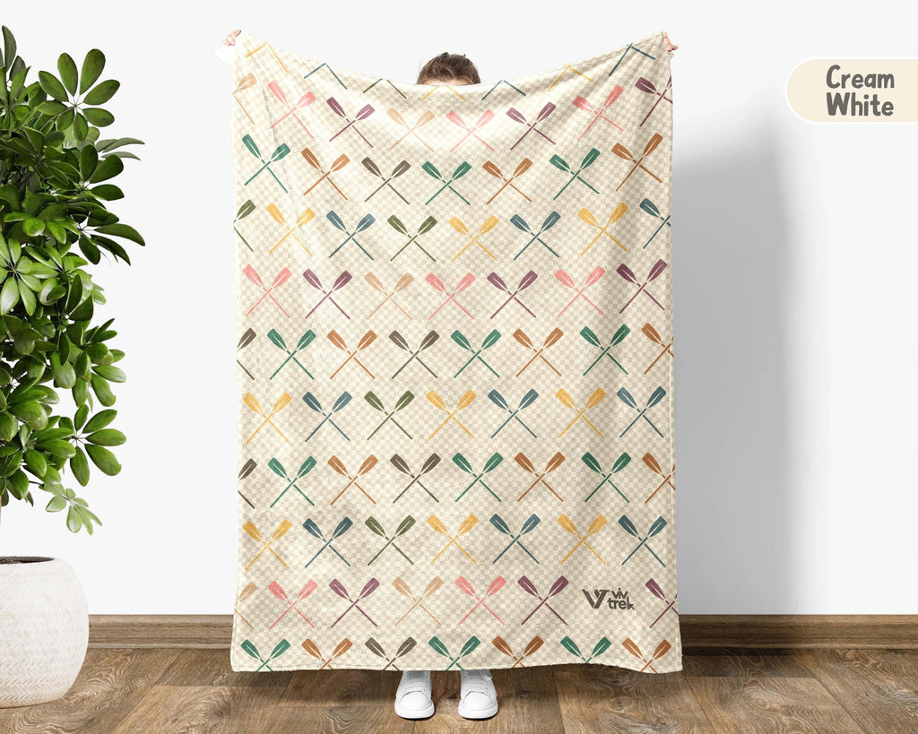 Kayaking Lover Blanket Gift, Cozy Throw for Adventure Seekers, Retro Kayak Decor, Unique Paddling Enthusiast Blanket, Rowing Boating Gift