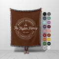 Custom Camping Woven Blanket: Personalized Family RV Camper Throw, RV Travel Trailer Decor, Gift for Outdoorsy Adventures Couple