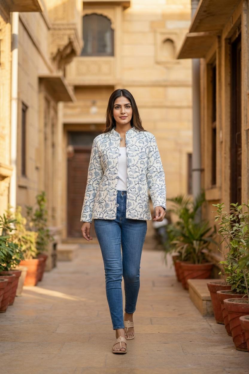Cotton quilted Jacket women reversible fashion jacket coat Floral kantha women girls jacket winter summer  with Quilted jacket for women