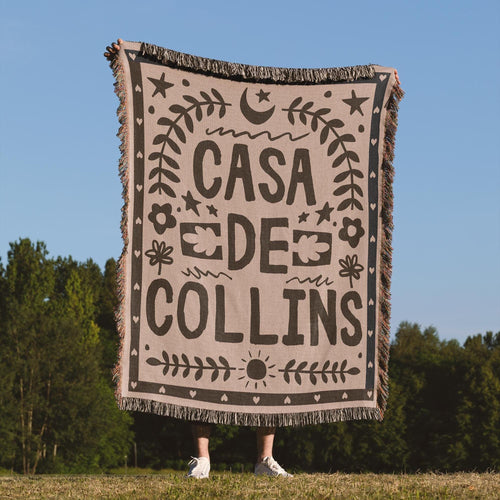Custom Family Name Blanket Woven Throw with Last Name Wedding Gift For Couple New Home Present Newlywed Keepsake Personalized Cotton Blanket