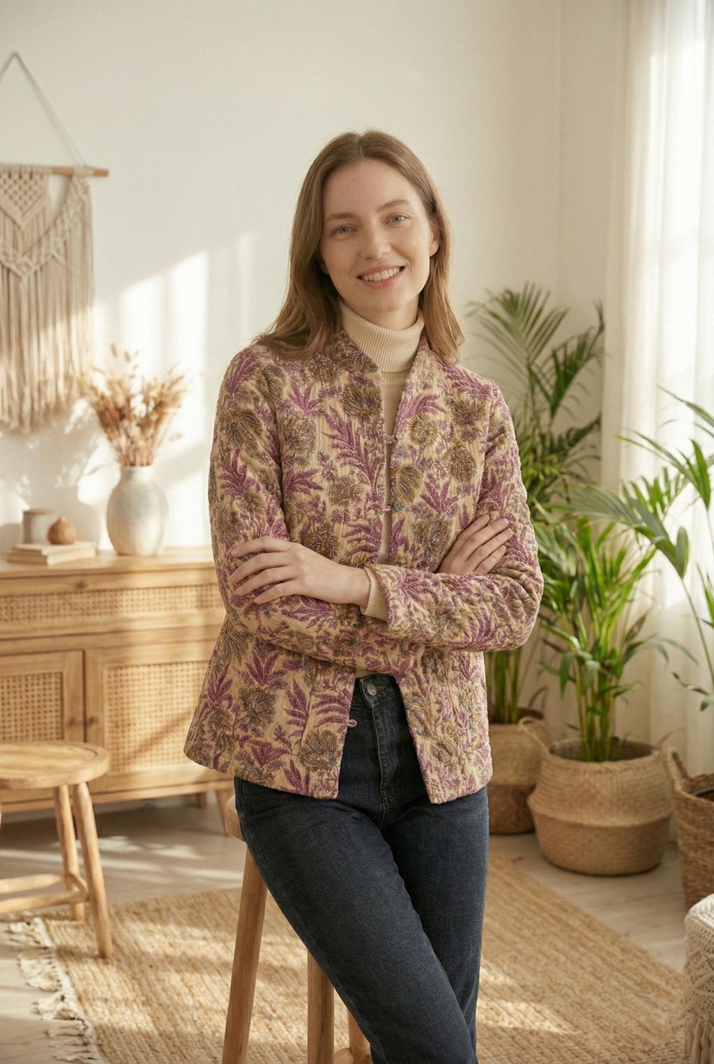 Cotton quilted Jacket women reversible fashion jacket coat Floral kantha women girls jacket winter summer  with Quilted jacket for women