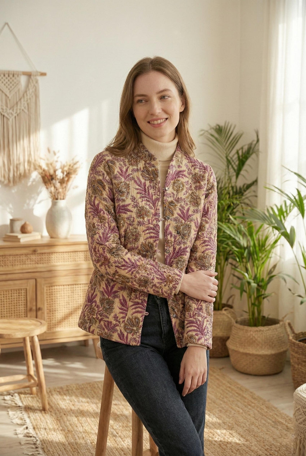 Cotton quilted Jacket women reversible fashion jacket coat Floral kantha women girls jacket winter summer  with Quilted jacket for women
