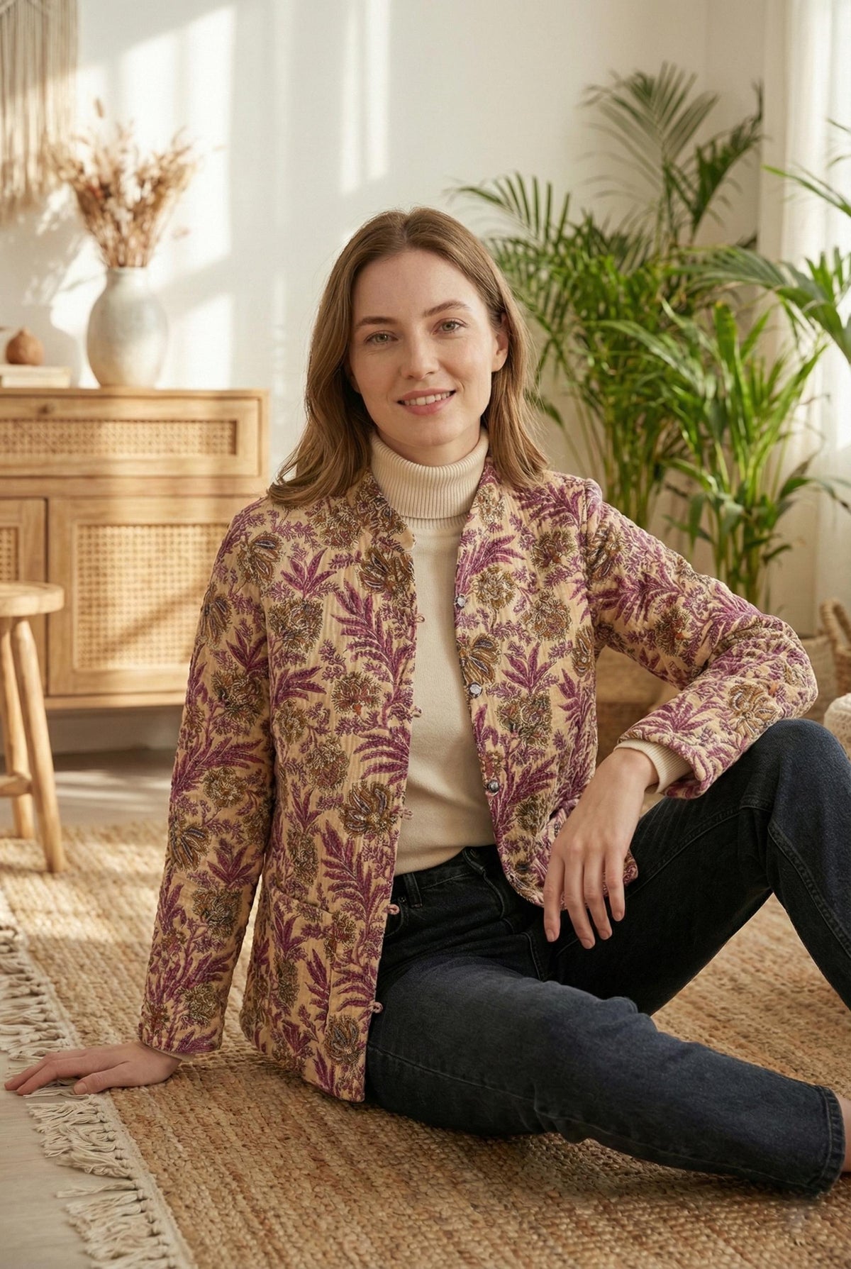Cotton quilted Jacket women reversible fashion jacket coat Floral kantha women girls jacket winter summer  with Quilted jacket for women