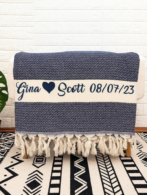 Cotton Anniversary Gift, Personalized 2nd Anniversary Gift, Custom Wedding Blanket, Mom Blanket