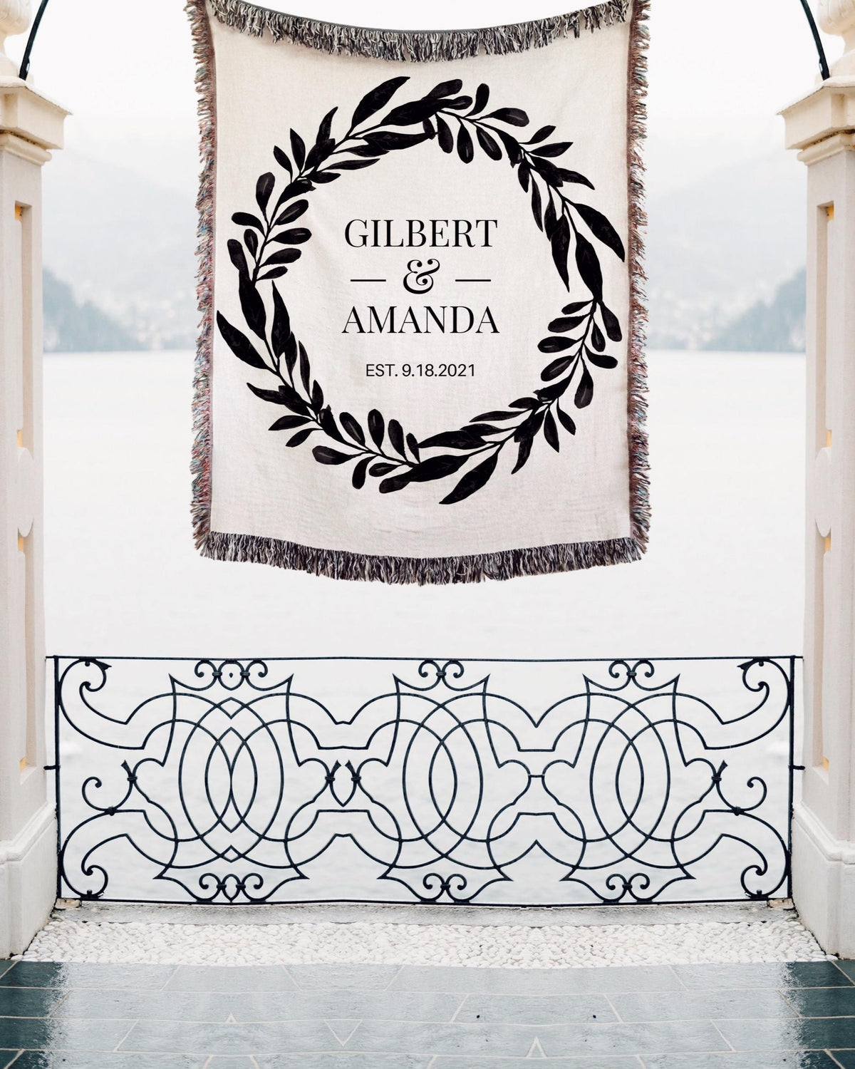 PERSONALIZED WOVEN THROW Cotton Anniversary Gift Couples Names Wedding Gift Engagement Couples Initials Valentines Day Blanket Girlfriend