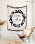 PERSONALIZED WOVEN THROW Cotton Anniversary Gift Couples Names Wedding Gift Engagement Couples Initials Valentines Day Blanket Girlfriend