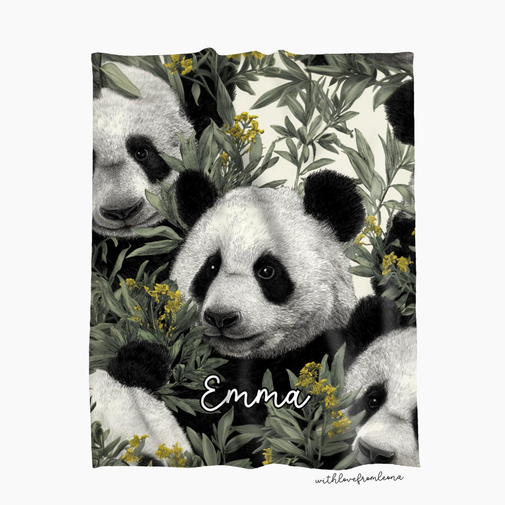 Panda Blanket Personalized Throw Blanket Panda Adult Kid Blanket Panda Gift Her Him Panda Custom Name Gift