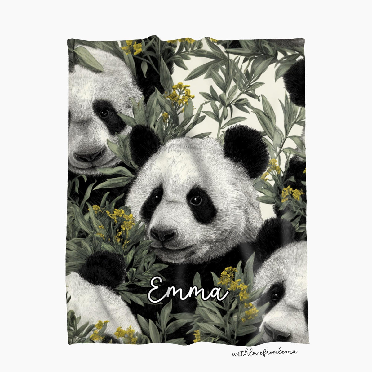 Panda Blanket Personalized Throw Blanket Panda Adult Kid Blanket Panda Gift Her Him Panda Custom Name Gift