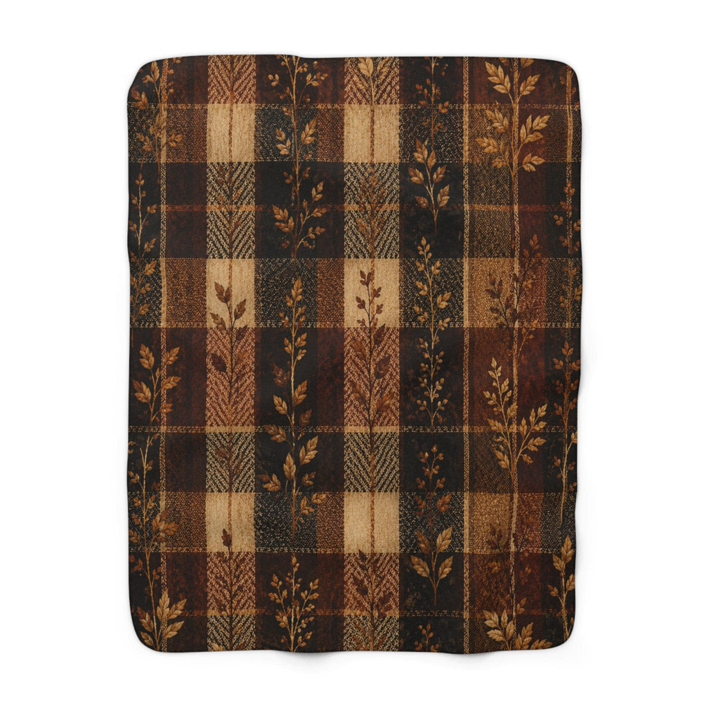 Fall Throw Blanket Autumn Plaid Blanket Botanical Leaf Sherpa Blanket Cozy Fall Home Decor for Couch Bed Housewarming Gift
