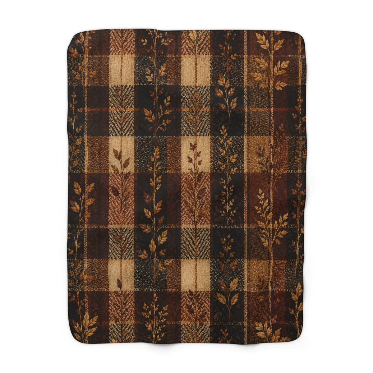 Fall Throw Blanket Autumn Plaid Blanket Botanical Leaf Sherpa Blanket Cozy Fall Home Decor for Couch Bed Housewarming Gift