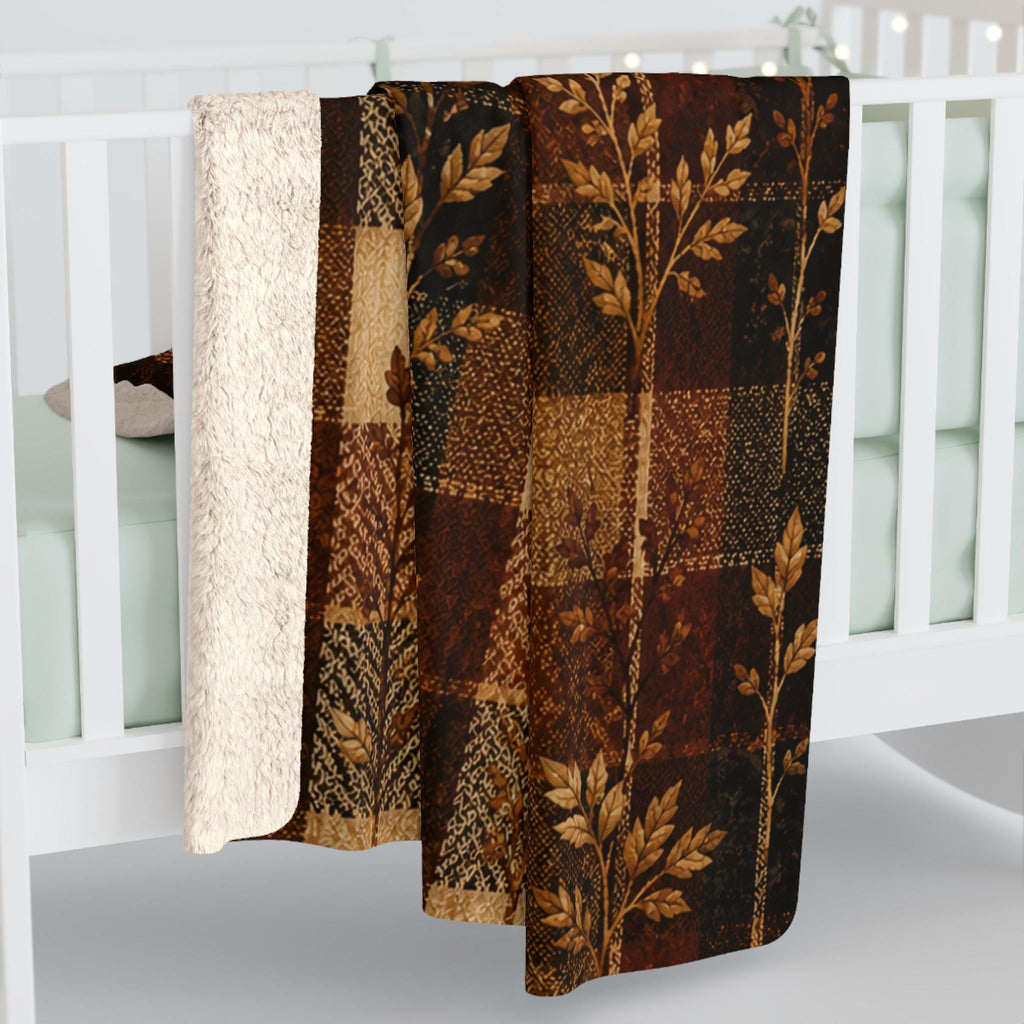 Fall Throw Blanket Autumn Plaid Blanket Botanical Leaf Sherpa Blanket Cozy Fall Home Decor for Couch Bed Housewarming Gift