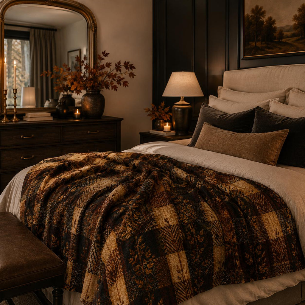 Fall Throw Blanket Autumn Plaid Blanket Botanical Leaf Sherpa Blanket Cozy Fall Home Decor for Couch Bed Housewarming Gift