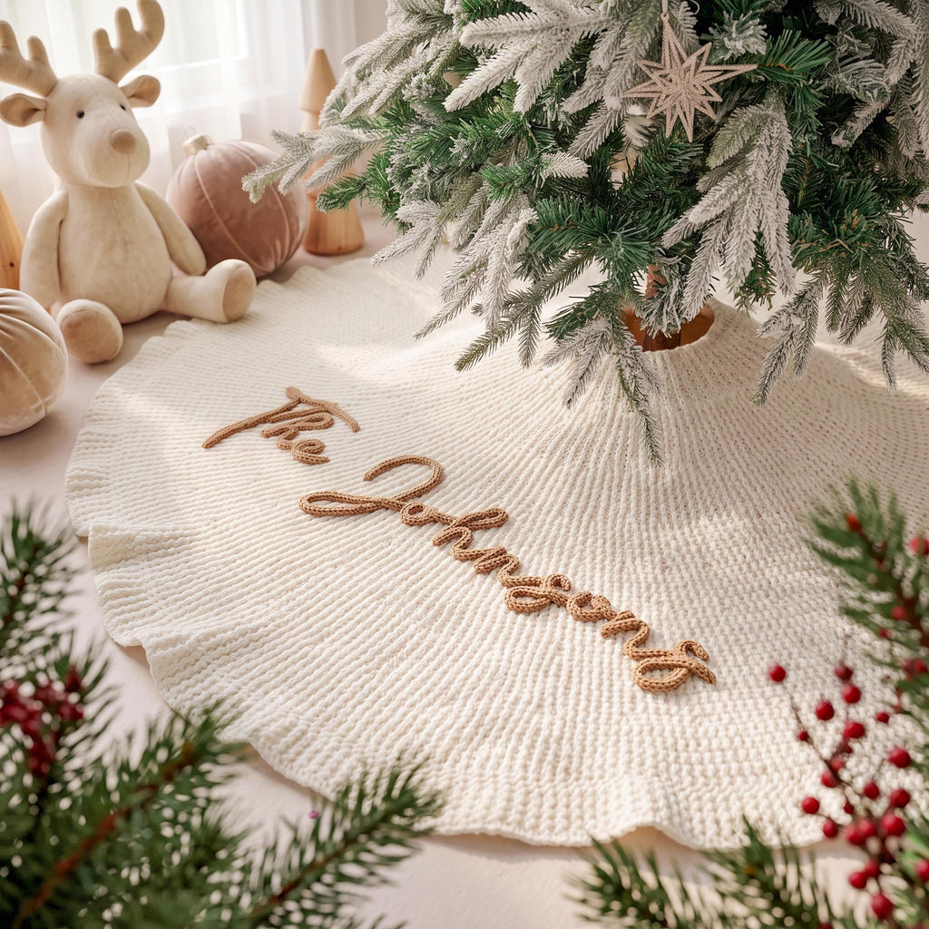 Personalized Christmas Tree Skirt, Family Christmas Tree Skirts, Custom House Warming Gift, Christmas Home Decor, Christmas Decorations