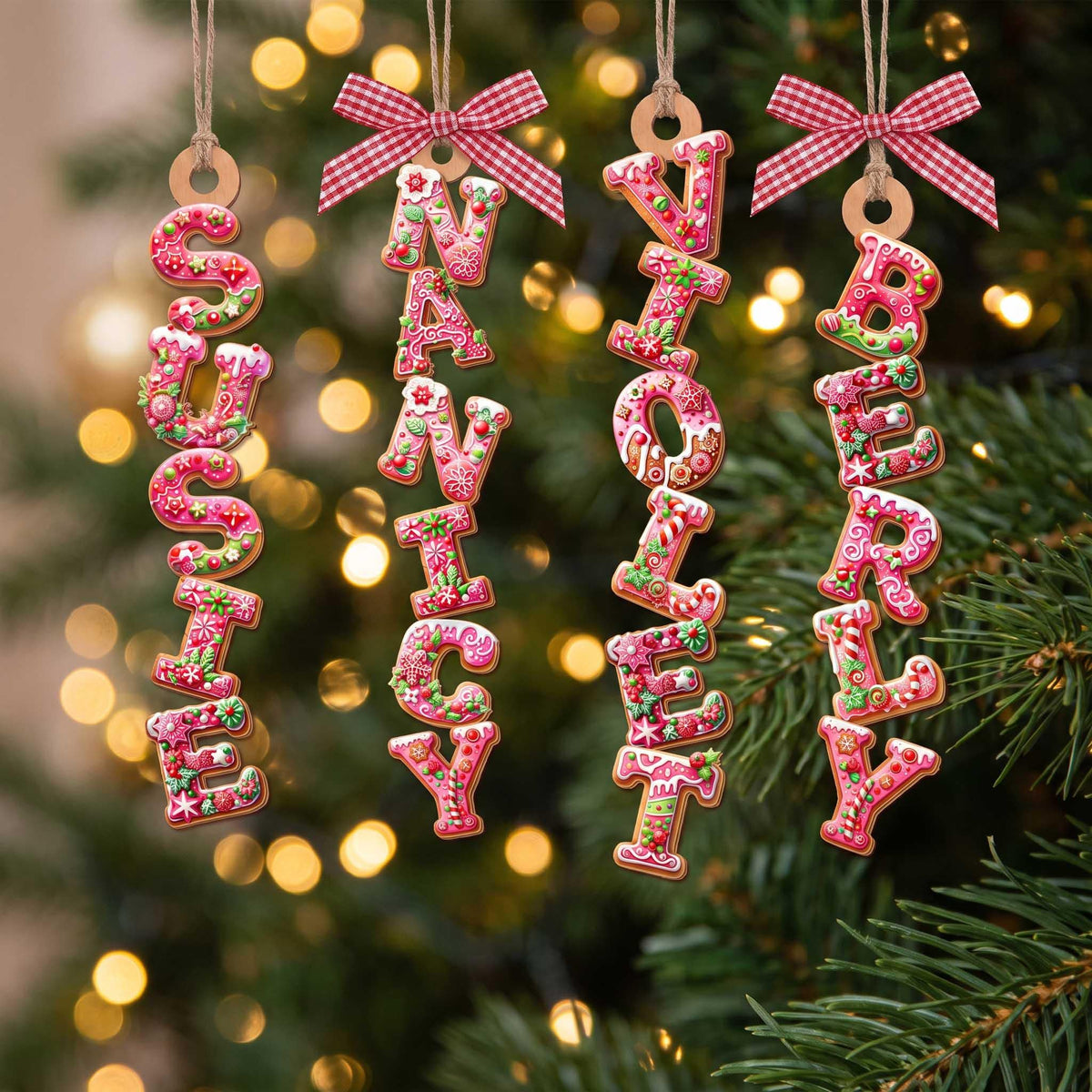 Custom Gingerbread Alphabet Ornament, Baby Name Ornament, First Christmas Stocking Tags, Xmas Gifts, Holiday Decor