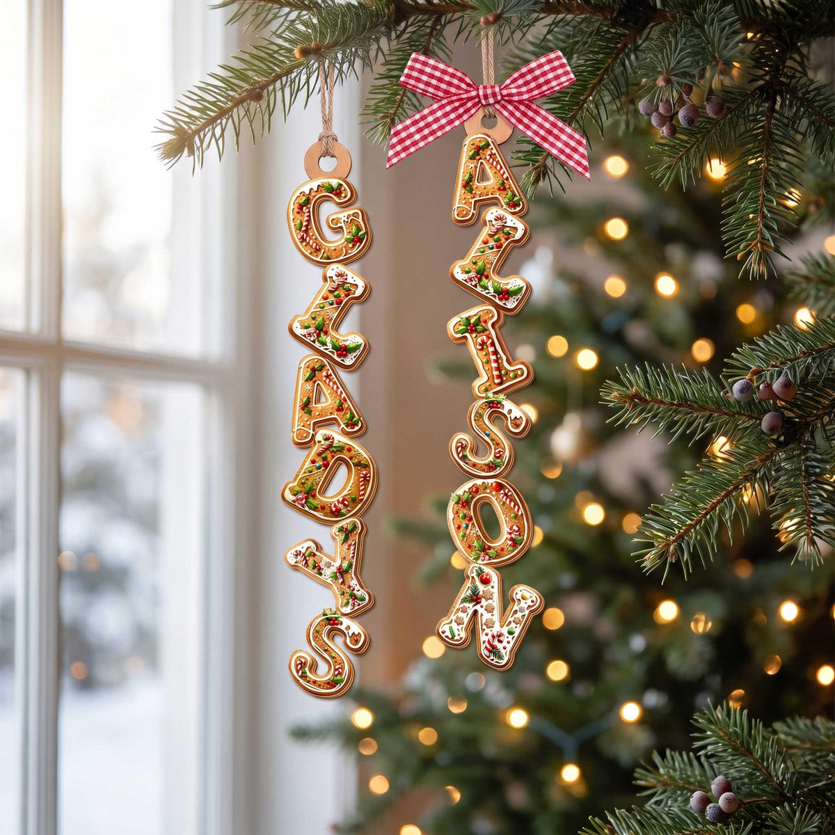 Custom Gingerbread Alphabet Ornament, Baby Name Ornament, First Christmas Stocking Tags, Xmas Gifts, Holiday Decor