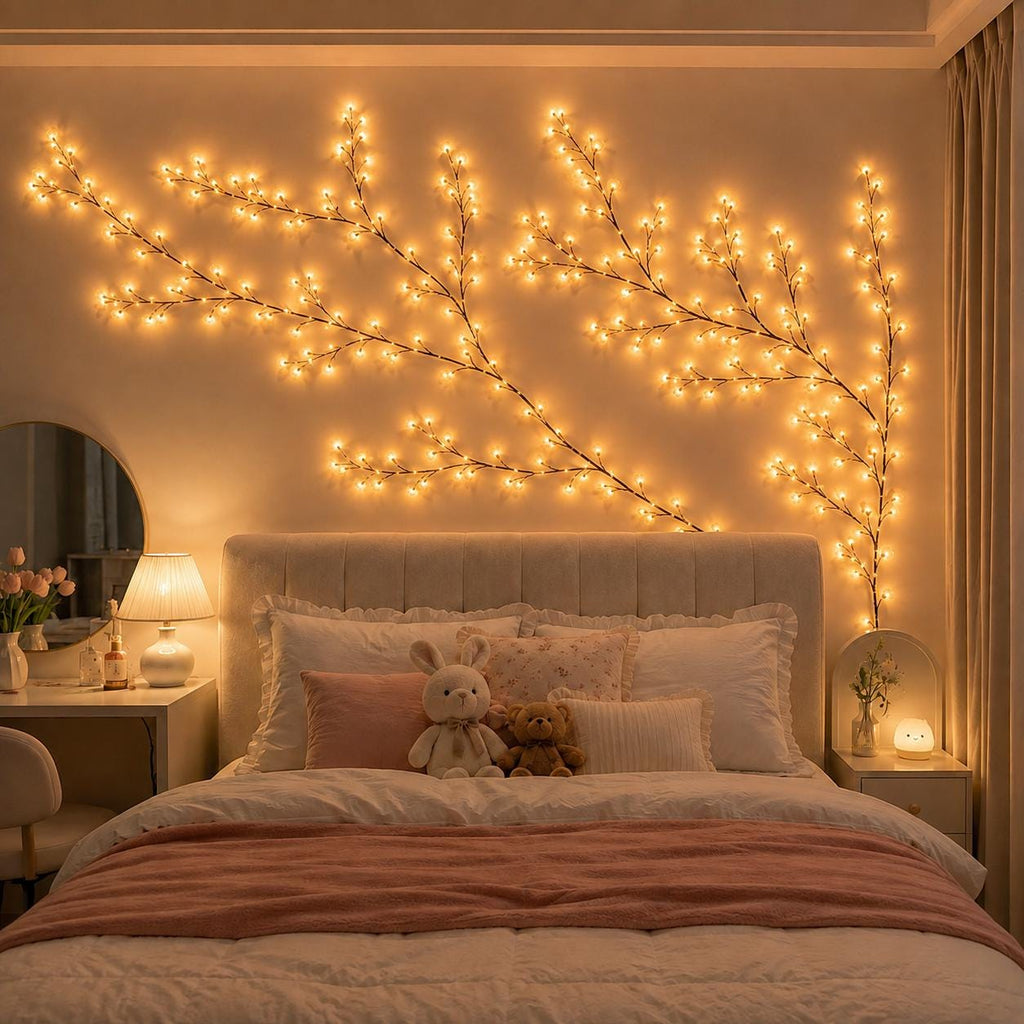 Willow Branch LED Lights, Bendable Fairy String Lights, Warm White Tree Lights, Wall Decor, Bedroom Ambiance, Home Decoration 72/96/144 LEDs