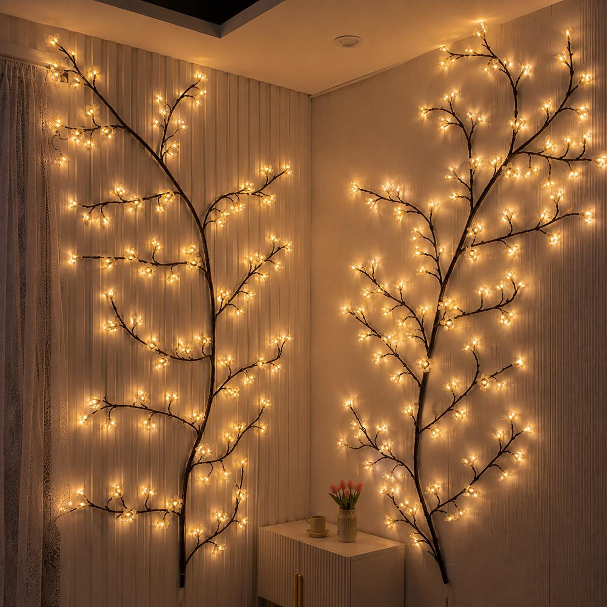 Willow Branch LED Lights, Bendable Fairy String Lights, Warm White Tree Lights, Wall Decor, Bedroom Ambiance, Home Decoration 72/96/144 LEDs
