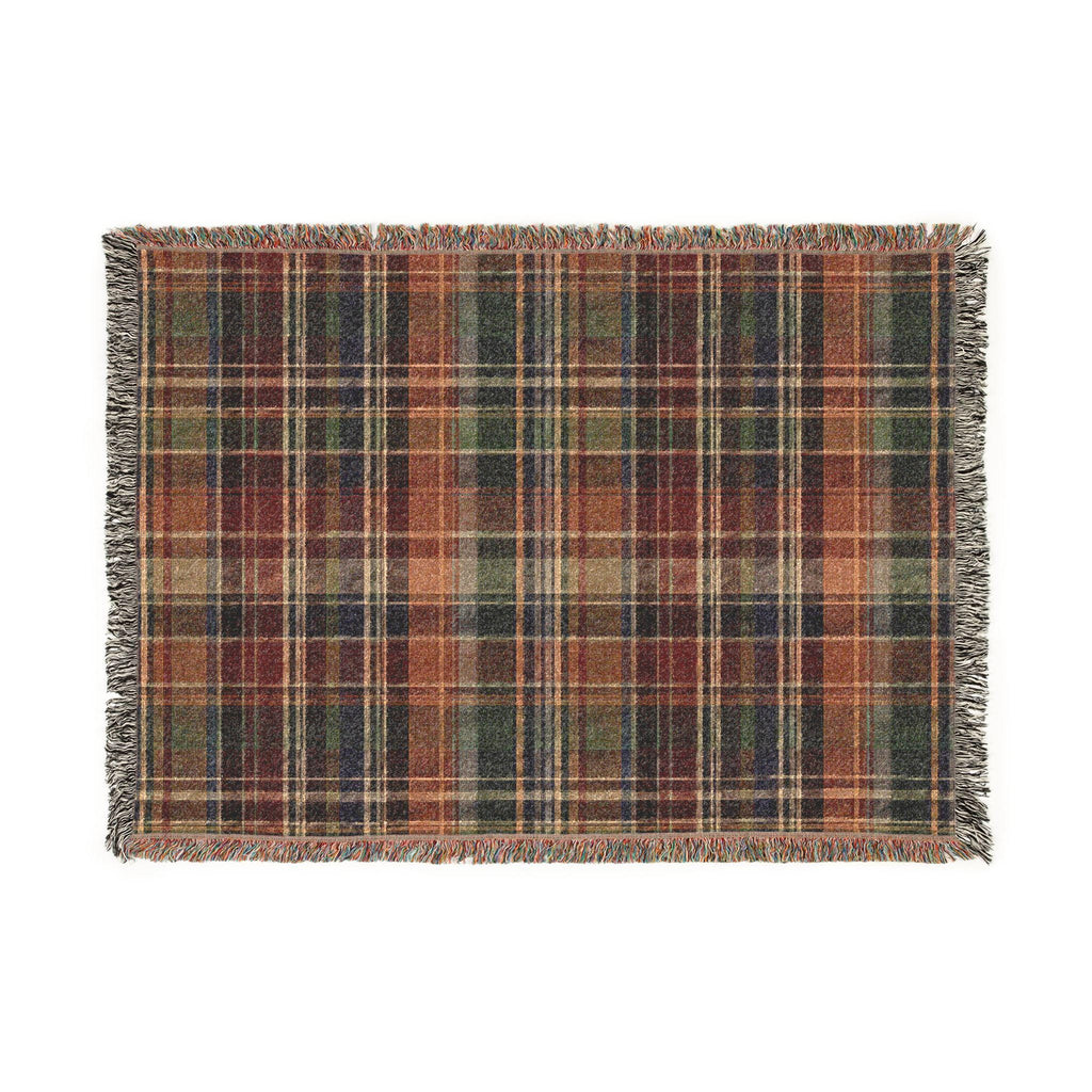 Rustic Plaid Pattern Woven Blanket | Autumn Tartan Throw