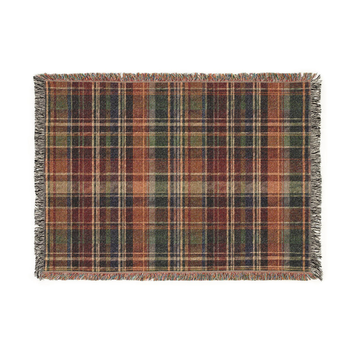 Rustic Plaid Pattern Woven Blanket | Autumn Tartan Throw