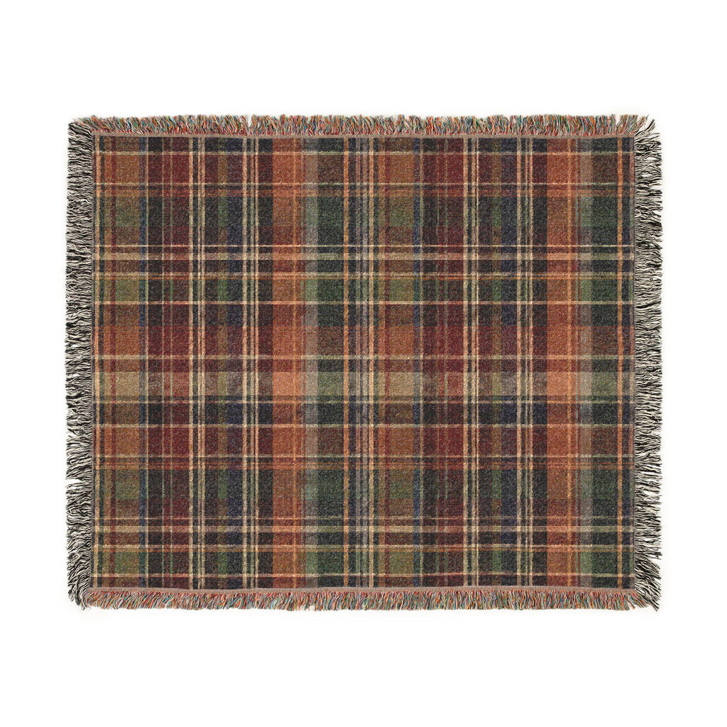 Rustic Plaid Pattern Woven Blanket | Autumn Tartan Throw