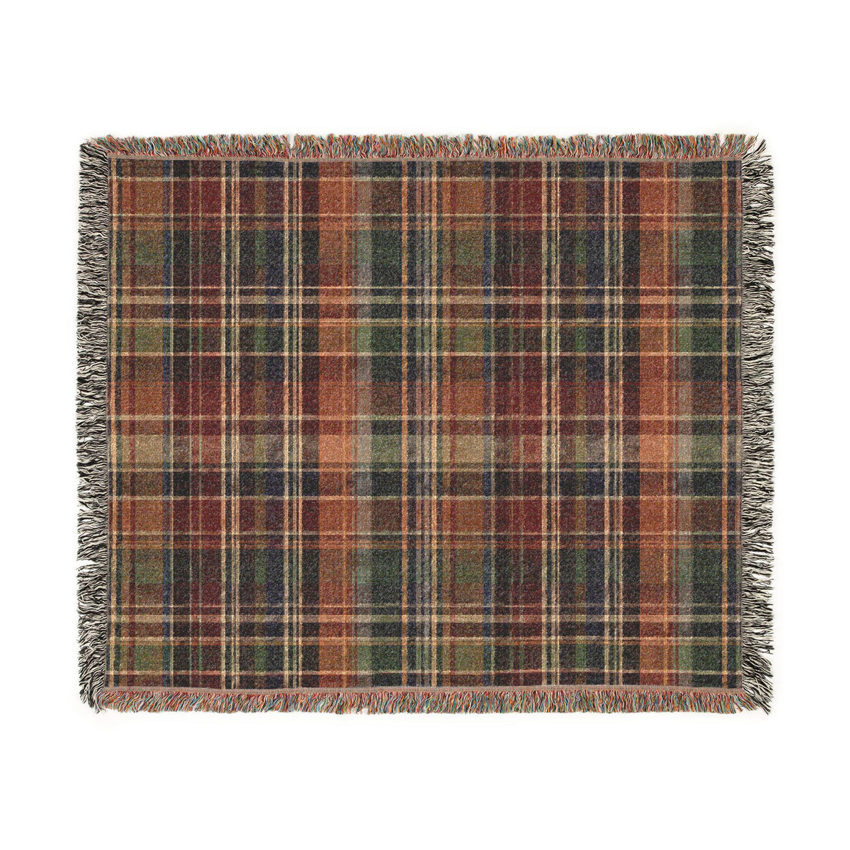 Rustic Plaid Pattern Woven Blanket | Autumn Tartan Throw