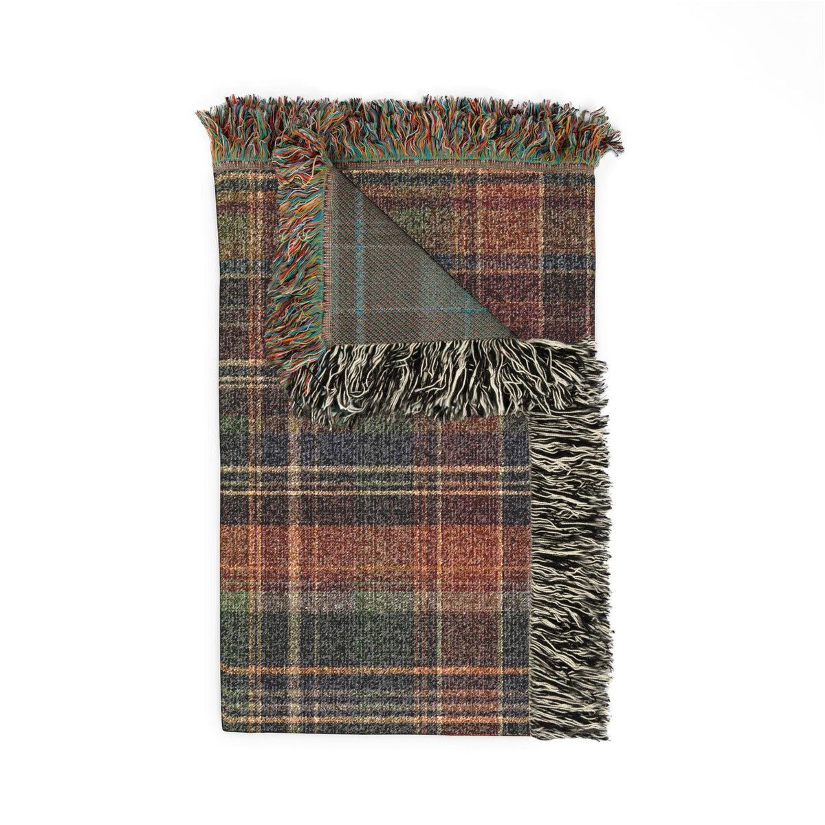 Rustic Plaid Pattern Woven Blanket | Autumn Tartan Throw