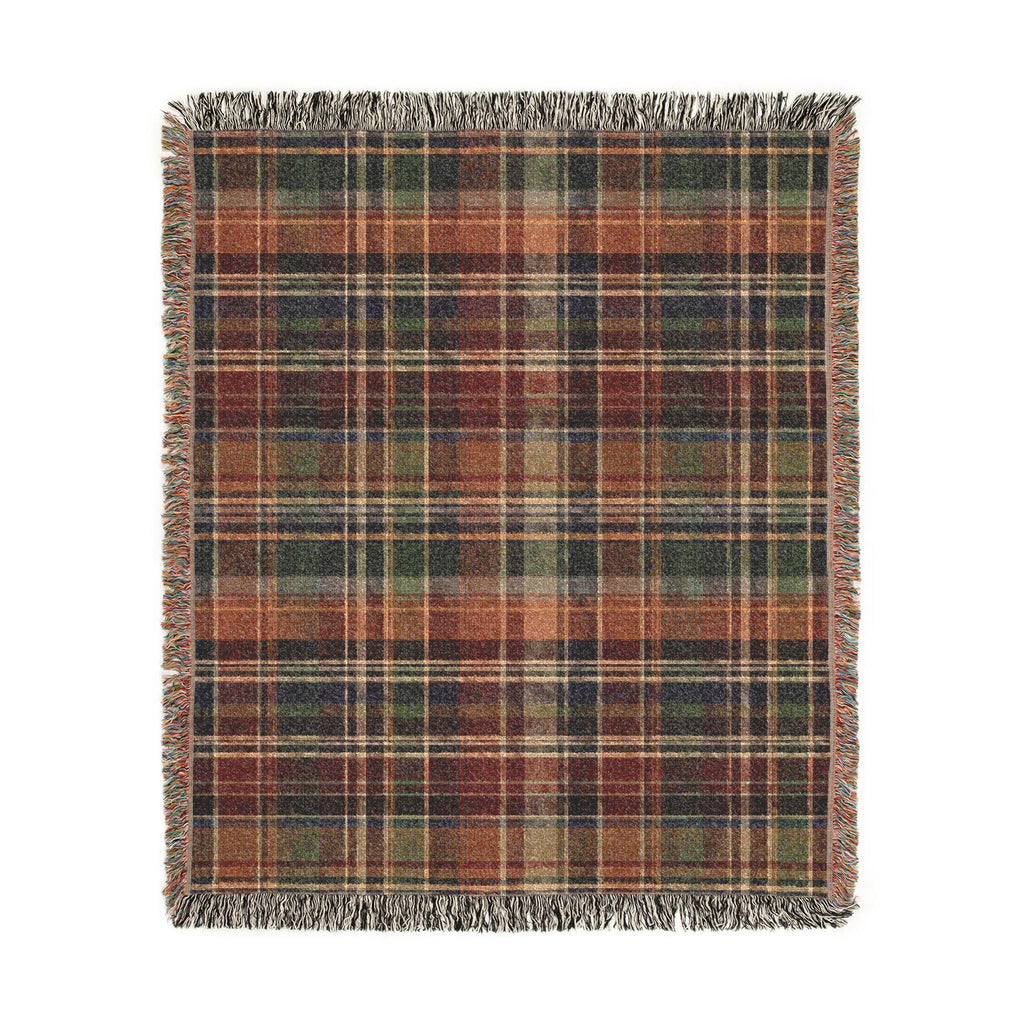 Rustic Plaid Pattern Woven Blanket | Autumn Tartan Throw