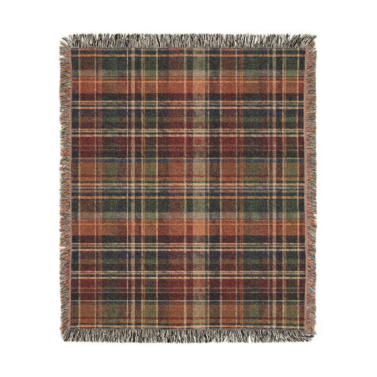 Rustic Plaid Pattern Woven Blanket | Autumn Tartan Throw