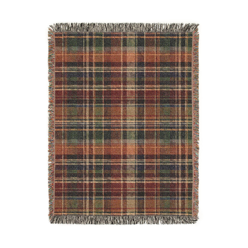 Rustic Plaid Pattern Woven Blanket | Autumn Tartan Throw