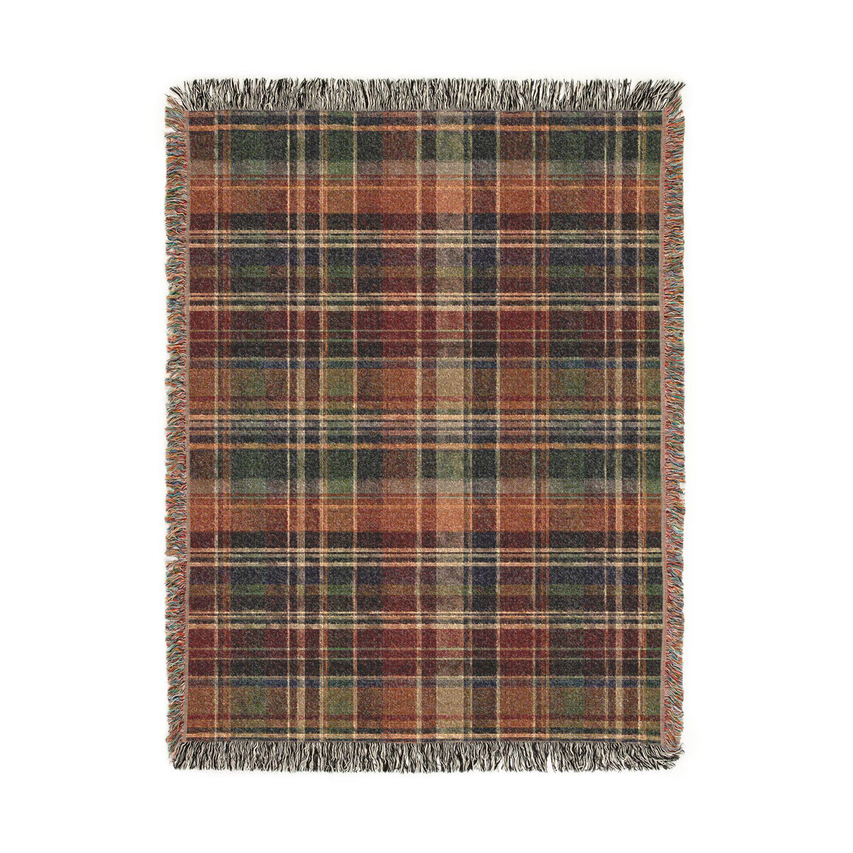 Rustic Plaid Pattern Woven Blanket | Autumn Tartan Throw