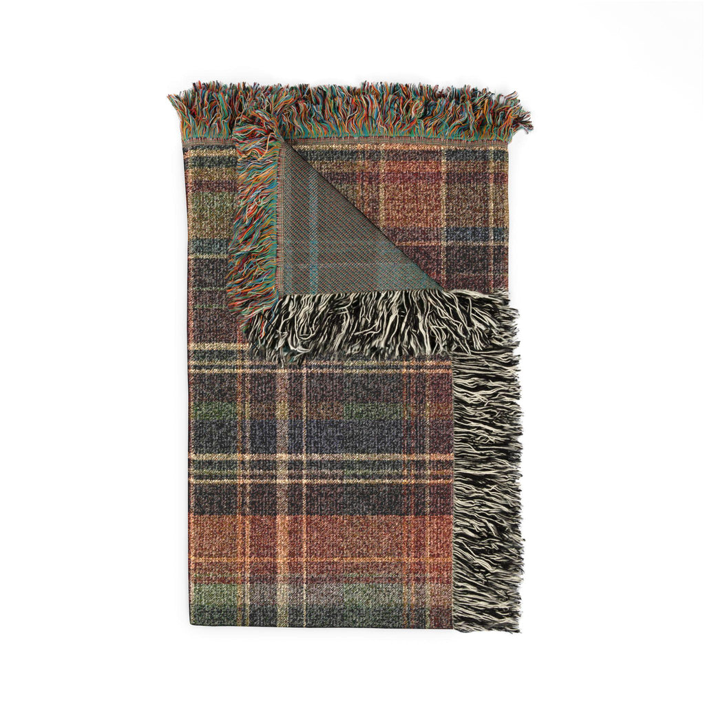 Rustic Plaid Pattern Woven Blanket | Autumn Tartan Throw