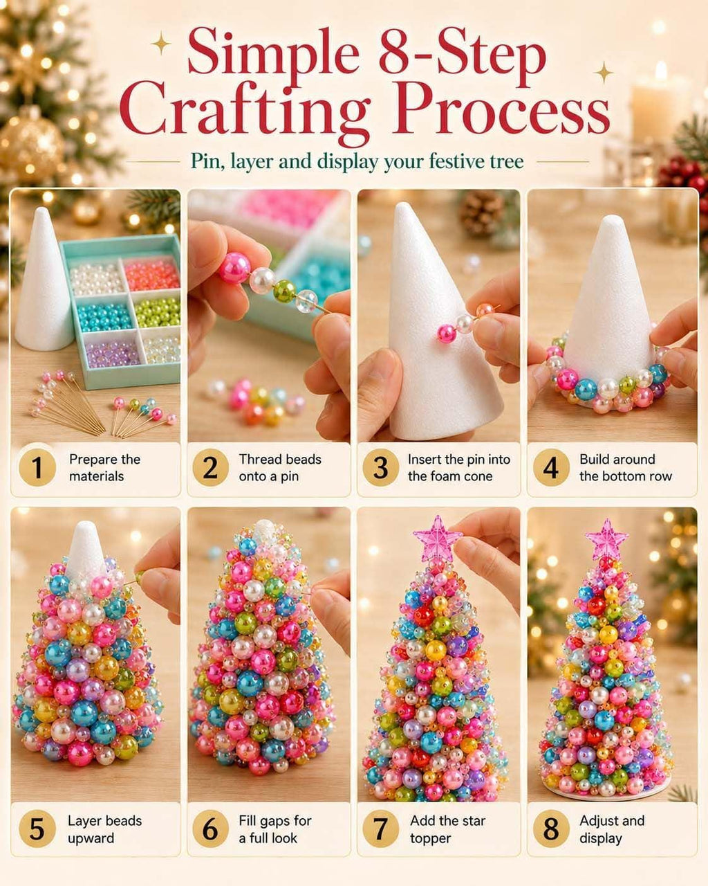 Dreamy Beaded Christmas Tree DIY Kit .Multicolor / beaded Christmas tree
