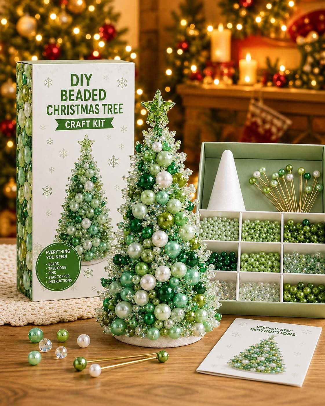 Dreamy Beaded Christmas Tree DIY Kit .Multicolor / beaded Christmas tree