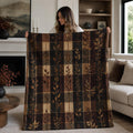 Fall Throw Blanket Autumn Plaid Blanket Botanical Leaf Sherpa Blanket Cozy Fall Home Decor for Couch Bed Housewarming Gift