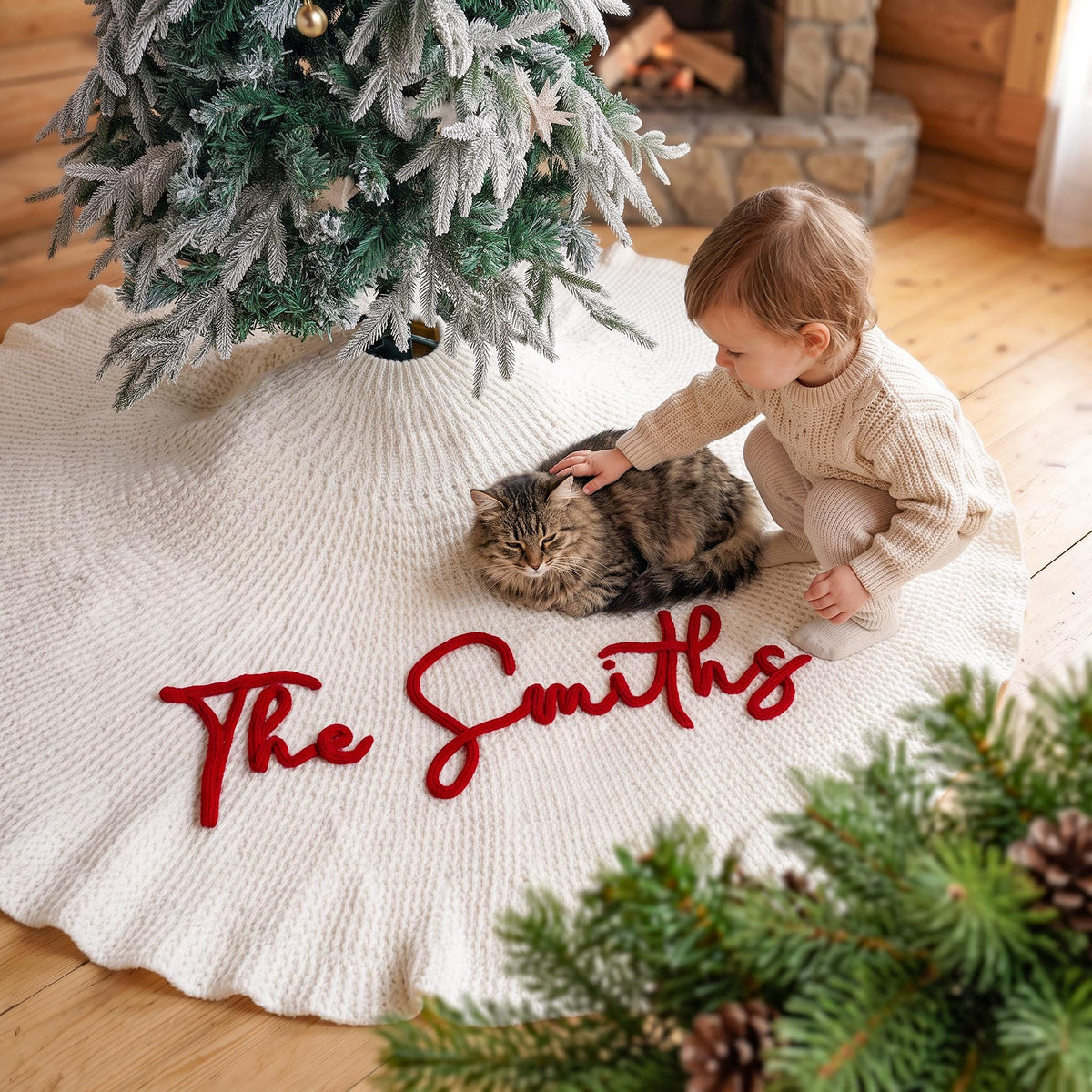 Personalized Christmas Tree Skirt, Family Christmas Tree Skirts, Custom House Warming Gift, Christmas Home Decor, Christmas Decorations
