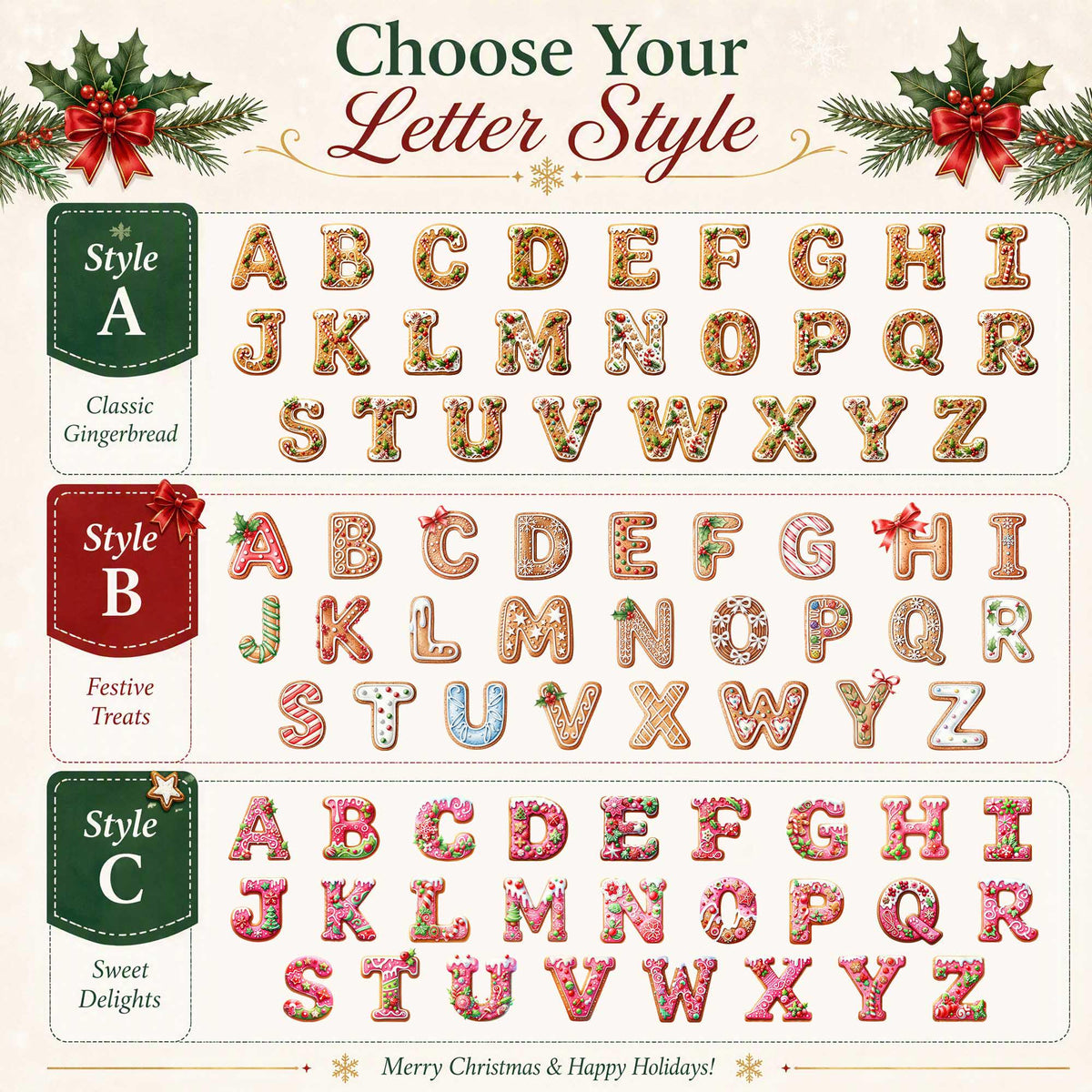 Custom Gingerbread Alphabet Ornament, Baby Name Ornament, First Christmas Stocking Tags, Xmas Gifts, Holiday Decor