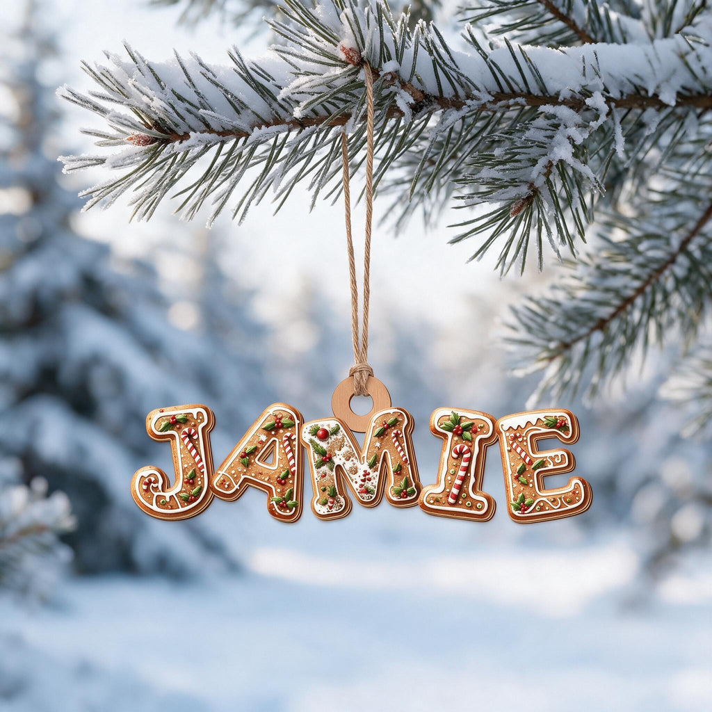 Custom Gingerbread Alphabet Ornament, Baby Name Ornament, First Christmas Stocking Tags, Xmas Gifts, Holiday Decor