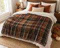 Rustic Plaid Pattern Woven Blanket | Autumn Tartan Throw