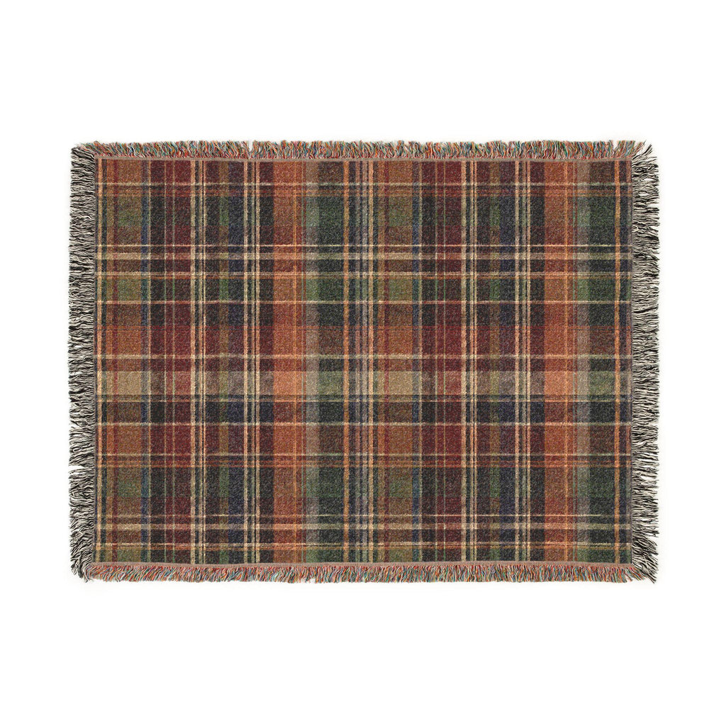 Rustic Plaid Pattern Woven Blanket | Autumn Tartan Throw
