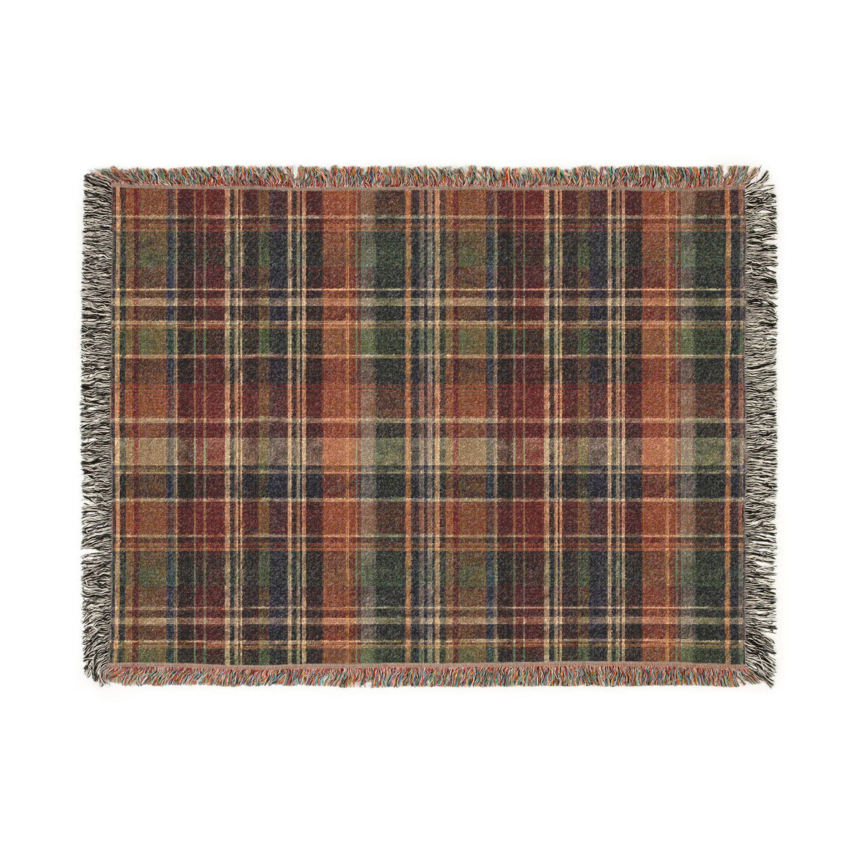 Rustic Plaid Pattern Woven Blanket | Autumn Tartan Throw