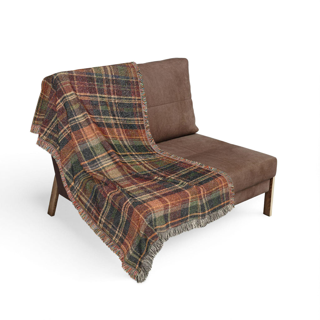 Rustic Plaid Pattern Woven Blanket | Autumn Tartan Throw