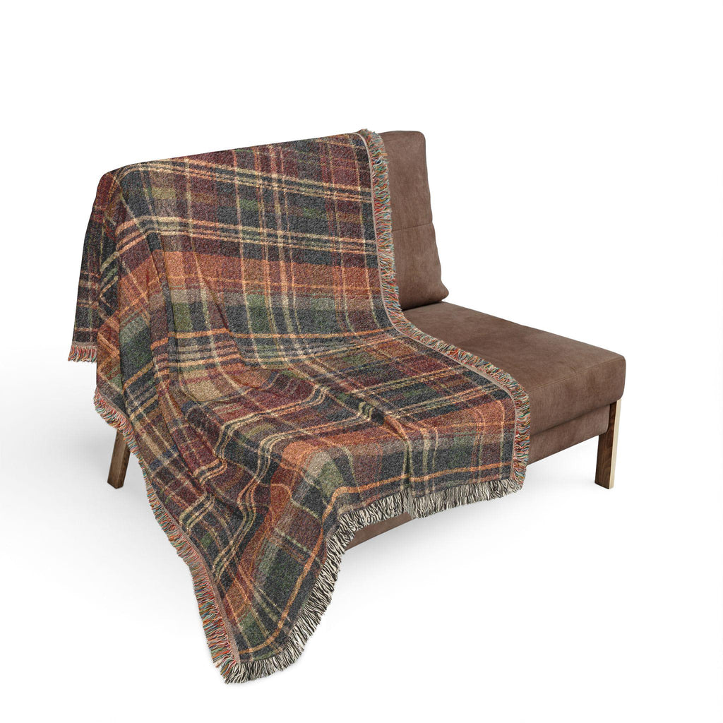 Rustic Plaid Pattern Woven Blanket | Autumn Tartan Throw