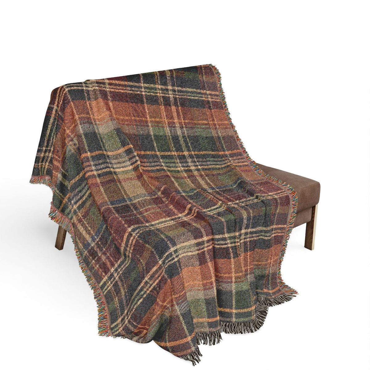 Rustic Plaid Pattern Woven Blanket | Autumn Tartan Throw
