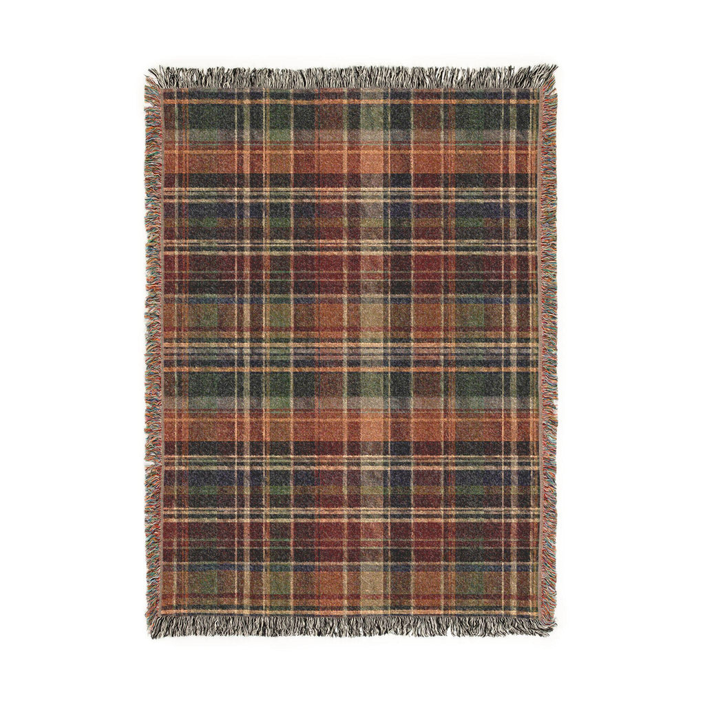 Rustic Plaid Pattern Woven Blanket | Autumn Tartan Throw