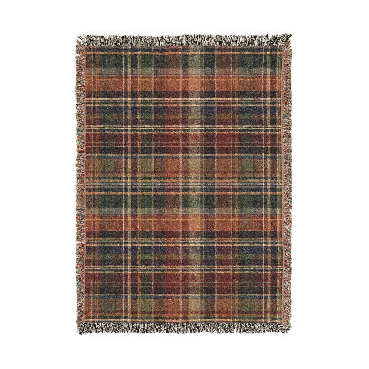 Rustic Plaid Pattern Woven Blanket | Autumn Tartan Throw